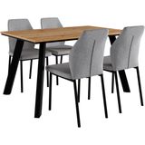 Home affaire Essgruppe »Genf Tischgruppe BESTSELLER,«, (Set, 5 tlg.), Küchentisch, 4 Stühle, moderne Tischplatte in eiche/schwarz