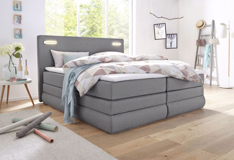 COLLECTION AB Boxspringbett »Ninoni«, inkl. Bettkasten, Topper und wahlweise mit LED-Beleuchtung, Liegefläche 180 x 200 cm