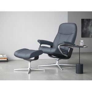 Stressless® Relaxsessel »Consul«, (Set, Relaxsessel mit Hocker), mit Hocker, mit Cross Base, Größe S, M & L, Holzakzent Schwarz