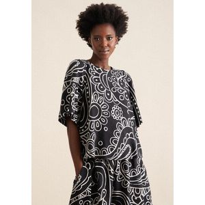 seidensticker Shirtbluse »Schwarze Rose«, Kurzarm Rundhals Paisley