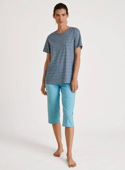 CALIDA Capri-Pyjama, (2 tlg.), mit Rundhalsausschnitt und überschnittenen Schultern
