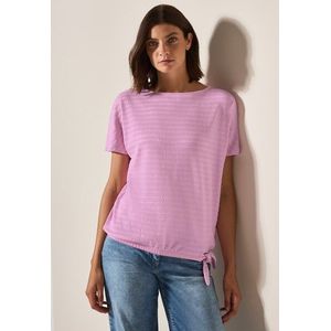 Cecil T-Shirt, in Smok-Optik und mit Knoten-Detail