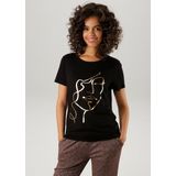 Aniston CASUAL T-Shirt, mit abstraktem Gesicht aus glänzendem Folienprint