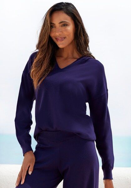 LASCANA Strickpullover, Kapuzensweatshirt aus weicher Viskosemischung, Loungewear