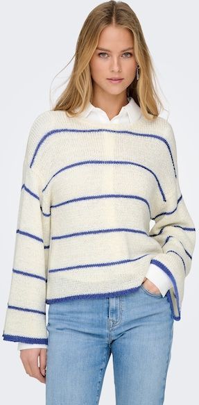 ONLY Rundhalspullover »ONLGEENA 7/8 STRIPE O-NECK KNT NCA«