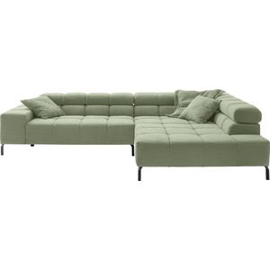 INOSIGN Ecksofa »Ancona New, wahlweise motorische Sitztiefenverstellung, auch Cord«, feine Steppung, mit Kopfteilverstellung, 3 Zierkissen, L-Form