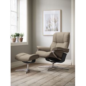 Stressless® Relaxsessel »Mayfair«, (Set, Relaxsessel mit Hocker), mit Hocker, mit Cross Base, Größe S, M & L, Holzakzent Schwarz
