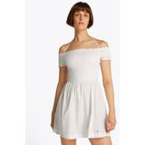 Tommy Jeans Smokkleid »TJW RUCHE F&F POPLIN DRESS EXT«, in Smok-Optik