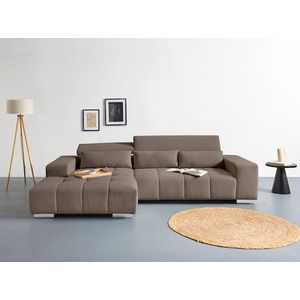 COTTA Ecksofa »Orion L-Form«, mit Recamiere, inkl. verstellbaren Kopfstützen und 3 Kissen