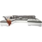 DOMO collection Wohnlandschaft »PB Moric wahlweise mit Bettfunktion und Armteilverstellung U-Form«, XXL-Format B/T/H: 353/216/80 cm, feine Steppung, incl. Zierkissen
