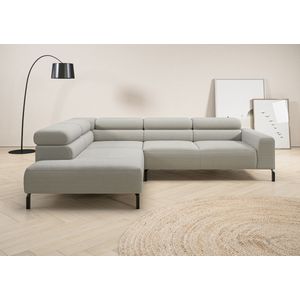 Places of Style Ecksofa »Antonelli, L-Form, inkl. Kopfteilverstellung, Breite 276 cm«, ohne Sitztiefenverstellung, in Cord, hellgrau