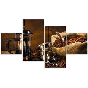 Artland Glasbild »Sack Kaffeebohnen mit Presse«, Getränke, (4 St.), in verschiedenen Größen