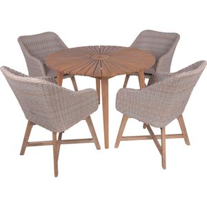 Garden Pleasure Garten-Essgruppe », Tischgruppe »FREMONT/OAKLAND Set 01««, (Set), 4 Sessel, Tisch LxB: 110x110 cm, inkl Auflagen