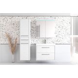 welltime Badmöbel-Set »Canada«, (Komplett-Set, 3 St., Fronten mit Wellenstruktur), Badmöbel mit Soft-Close, Spiegelschrank, Waschtisch mit Becken