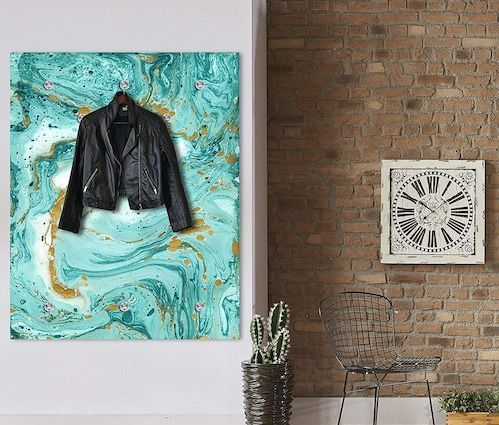queence Garderobenleiste »Hardy«, Wand Garderobe, Marmor Optik, Gold, Glitzer, platzsparend