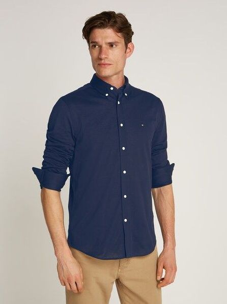 Tommy Hilfiger Businesshemd »FLEX DOBBY SF SHIRT«, mit Logostickerei