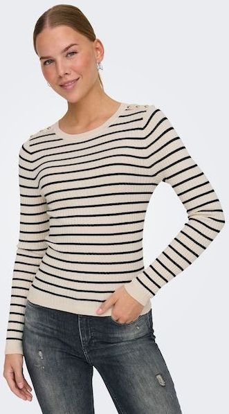 ONLY Strickpullover »ONLMILA LS STRIPE BUTTON O-NECK CC KNT«
