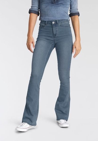 Arizona Bootcut-Jeans »Ultra Stretch«, ausgestellte Beinform, Used-Waschung, hohe Leibhöhe