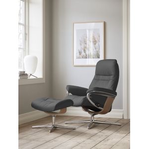 Stressless® Relaxsessel »Sunrise«, (Set, Relaxsessel mit Hocker), mit Hocker, mit Cross Base, Größe S, M & L, Holzakzent Eiche