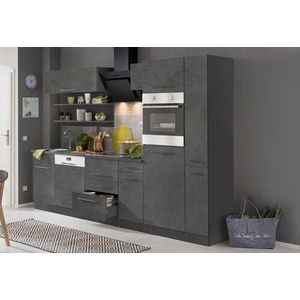 KOCHSTATION Küchenzeile »KS-Tulsa«, ohne E-Geräte, Breite 270 cm, schwarze Metallgriffe, MDF Fronten