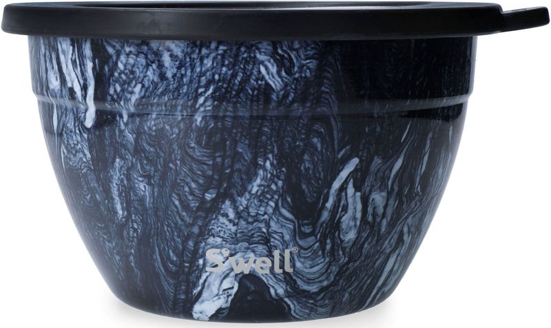 S'well Salatschüssel »S'well Onyx Salad Bowl Kit, 1.9L«, 3 tlg., aus Edelstahl, Therma-S'well®-Technologie, vakuumisolierten Außenschale