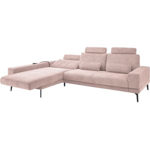 set one by Musterring Ecksofa »SO 3600, inkl motor. Sitztiefenverstellung, Kopfstützen, Nierenkissen«, Sitzhöhe 44 cm, Federkern, Breite 293 x Tiefe 180 cm, Kama rose