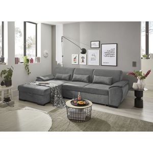 ED EXCITING DESIGN Ecksofa »Tampa L-Form«, frei im Raum stellbar, mit Bettkasten, Schlaffunktion, 3 Nierenkissen