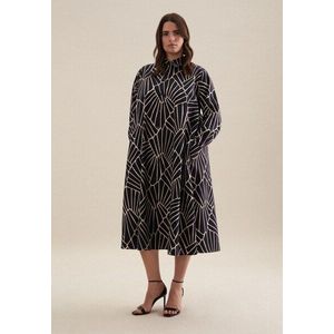 seidensticker Sommerkleid »Schwarze Rose«, Langarm Kragen Druck