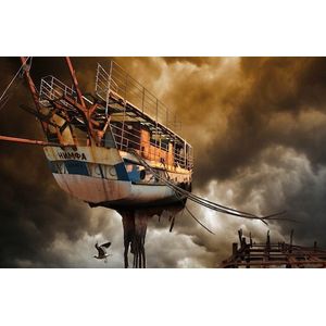 Papermoon Fototapete »Photo-Art RAYMOND HOFFMANN, BOOT IN DEN WOLKEN«