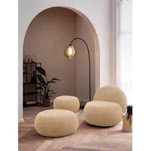 INOSIGN Polsterhocker »Mithras I Lieferzeit nur 2 Wochen, passend zum Sessel Mithras II«, Bouclé oder Fellimitat, Durchmesser 65 oder 85 cm