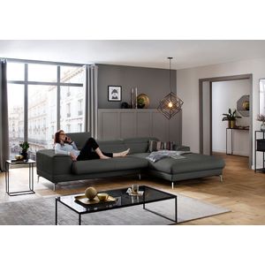 W.SCHILLIG Ecksofa »piedroo, Designsofa mit tollem Sitzkomfort, bequem und elegant, L-Form«, Kopfteilverstellung, wahlweise mit Sitztiefenverstellung, Breite 303cm
