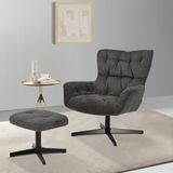 INOSIGN Drehsessel »VERGAS Ohrensessel mit Hocker im Set«, Relaxsessel mit 360-Grad-Drehfunktion u. Hocker, Web-Stoff