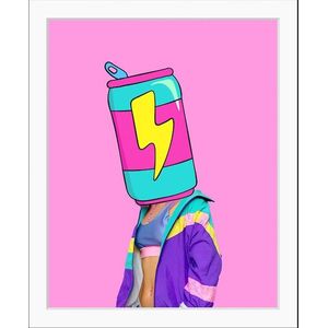 queence Bild »Energy«, Frau-Kunst-Comic-Lebensmittel, (1 St.), HD Premium Poster-Druck inkl. Holzrahmen