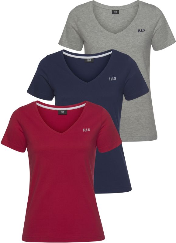 H.I.S T-Shirt »Essential-Basics«, (Spar-Set, 3er-Pack), hüftlange Passform, figurumspielender Schnitt, aus 100% Baumwolle