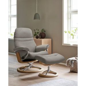 Stressless® Relaxsessel »Sunrise«, (Set, Relaxsessel mit Hocker), mit Signature Base, Größe M, Gestell Eiche
