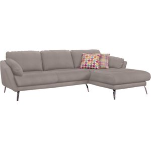 W.SCHILLIG Ecksofa »softy, Designsofa, zeitlos und elegant, hoher Sitzkomfort, L-Form«, mit dekorativer Heftung im Sitz, Füße Chrom glänzend