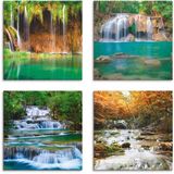 Artland Leinwandbild »Schöner Wasserfall im Wald«, Gewässer, (4 St.), 4er Set, verschiedene Größen