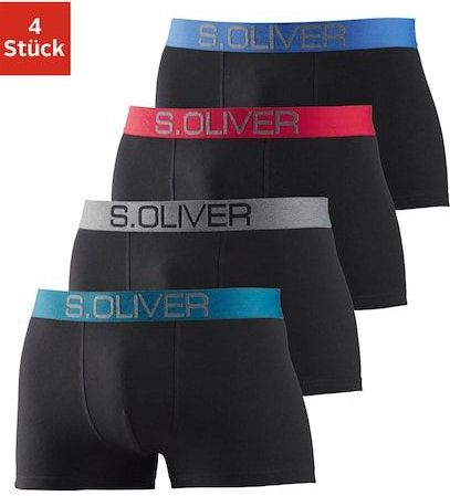 s.Oliver Boxer »Boxershorts für Herren«, (Packung, 4 St.), mit kontrastfarbenem Webbund