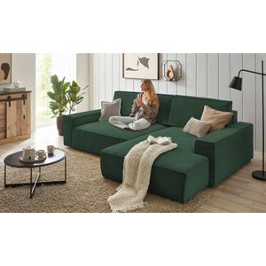 Home affaire Ecksofa »NEU: SHERWOODL XXL 284, Big-Sofa L-Form, tiefe Sitzfläche 95 cm, Cord,«, Leinenoptik, Recamiere rechts/links, auch als Schlafsofa stellbar