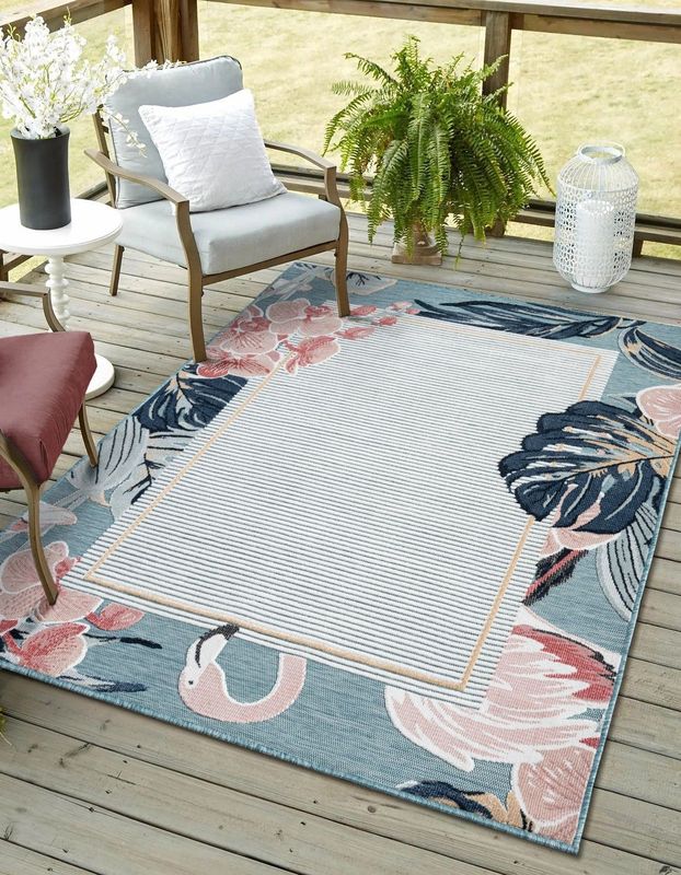 Myflair Möbel & Accessoires Teppich »Cloud Lagerräumung«, rechteckig, 8 mm Höhe, Flamingo Motiv, mit Bordüre, Outdoor geeignet, Balkon, Terrasse
