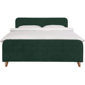 TOM TAILOR HOME Boxspringbett »NORDIC BOX«, mit Knopfheftung im Kopfteil und Fußteil, Füße in Buche natur