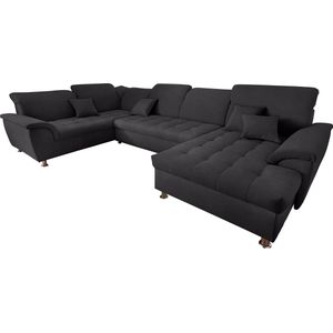 DOMO collection Wohnlandschaft »Franzi 140 kg/Sitz,wahlw. Kopfteilverstell.,Bettfunktion o. Bettkasten«, U-Form, Recamiere rechts, Flachgewebe, B/T: 352/ 214 cm