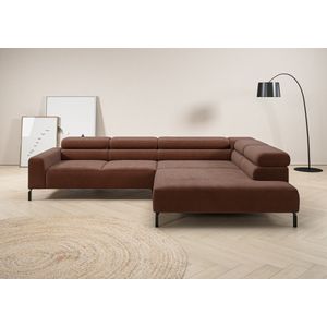 Places of Style Ecksofa »Antonelli, L-Form, inkl. Kopfteilverstellung, Breite 312 cm«, mit elektrischer Sitztiefenverstellung, in Cord, rost