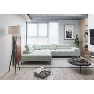 INOSIGN Ecksofa »Ancona New, wahlweise motorische Sitztiefenverstellung, auch in Cord«, feine Steppung, mit Kopfteilverstellung, 3 Zierkissen, L-Form