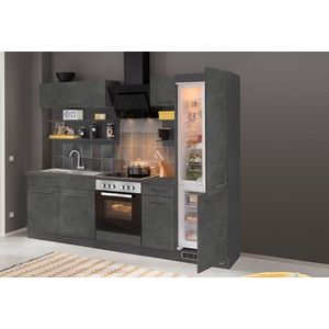 KOCHSTATION Küchenzeile »KS-Tulsa«, ohne E-Geräte, Breite 270 cm, schwarze Metallgriffe, MDF Fronten