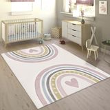 Paco Home Kinderteppich »Cosmos 351«, rechteckig, 16 mm Höhe, Kurzflor, Spielteppich, Motiv Regenbogen & Herz, Kinderzimmer