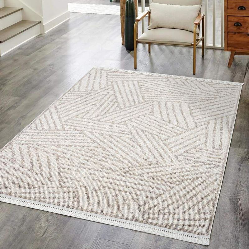 Carpet City Teppich »CLASICO 9161«, rechteckig, 11 mm Höhe, Läufer, Kurzflor, Hochtief-Muster, Boho, Fransen, Wohnzimmer