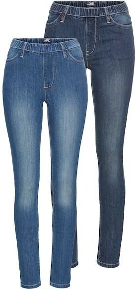 Arizona Jeansjeggings, (Packung, 2er-Pack), enge Passform, Röhrenjeans, Used-Look-Waschung, hohe Leibhöhe