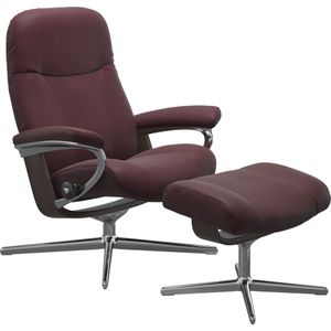 Stressless® Relaxsessel »Garda«, (Set, Relaxsessel mit Hocker), mit Hocker, mit Cross Base, Größe M & L, Holzakzent Braun