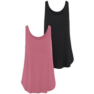 LASCANA Longtop »mit gerundetem Saum«, (2er-Pack), aus weichem Viskose-Stretch